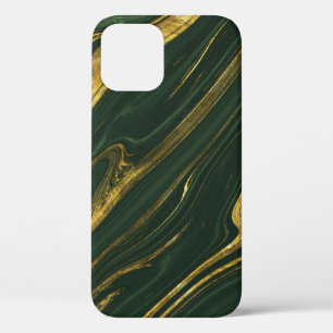Luxurious Green Onyx: Golden Marble. iPhone 12 Case