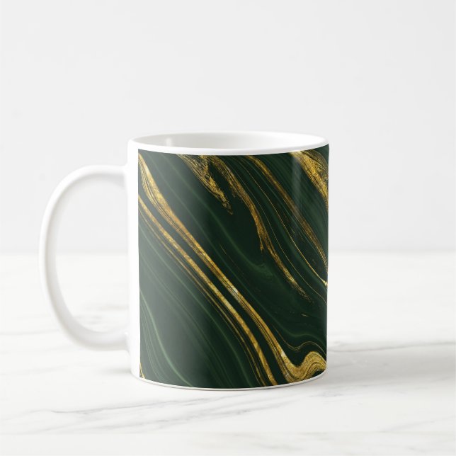 Luxurious Green Onyx: Golden Marble. Coffee Mug (Left)