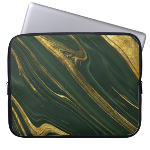 Luxurious Green Onyx: Golden Marble. Laptop Sleeve