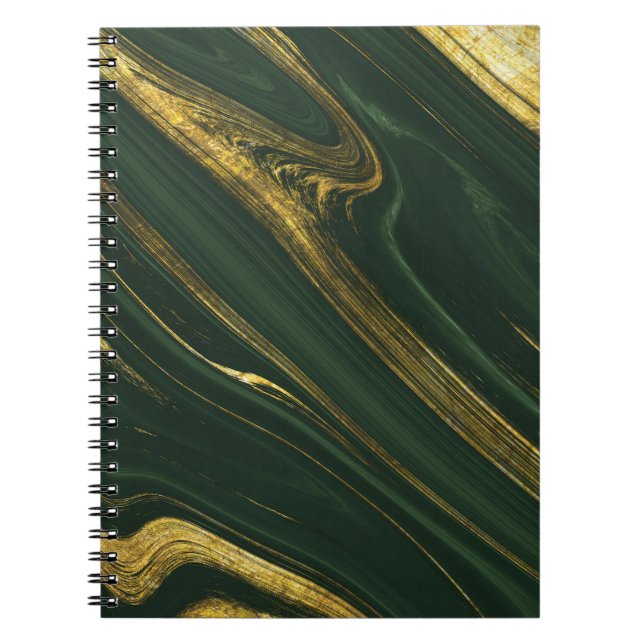 Luxurious Green Onyx: Golden Marble. Notebook (Front)