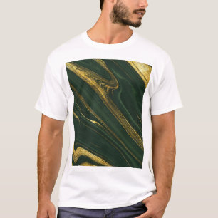 Luxurious Green Onyx: Golden Marble. T-Shirt