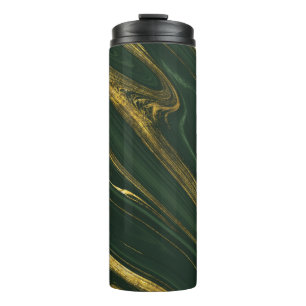 Luxurious Green Onyx: Golden Marble. Thermal Tumbler