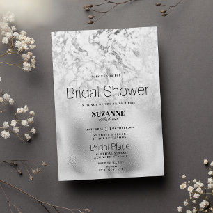 Luxurious grey white silver marble Bridal Shower Invitation