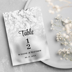 Luxurious grey white silver marble Table Numbers