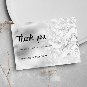 Luxurious grey white silver marble Thank You Invitation