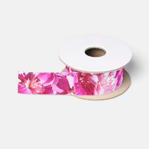 Luxurious Hot Pink Peonies Flower Satin Ribbon