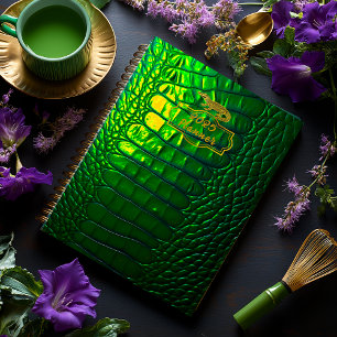 Luxurious Iridescent  Green Faux Crocodile  Notebook