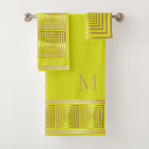 Luxurious Island Citrus gold name initial Towel se