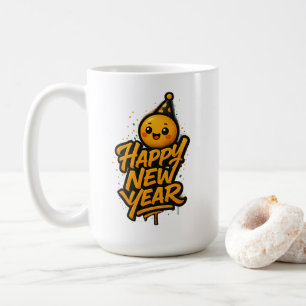 Luxurious Kawaii New Year Graffiti — Diagonal Cele Coffee Mug