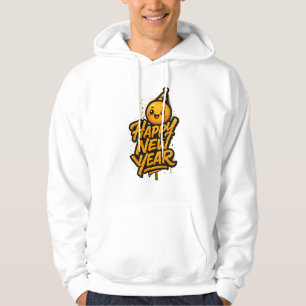 Luxurious Kawaii New Year Graffiti — Diagonal Cele Hoodie