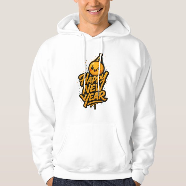 Luxurious Kawaii New Year Graffiti — Diagonal Cele Hoodie (Front)