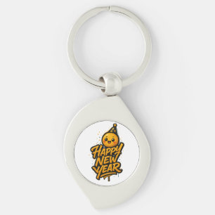 Luxurious Kawaii New Year Graffiti — Diagonal Cele Key Ring