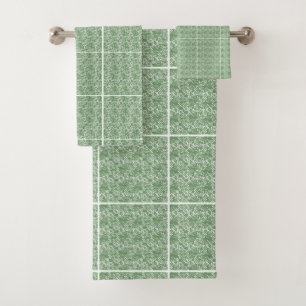 LUXURIOUS LACE PRINT SAGE WHITE HAMPTON TOWEL SET