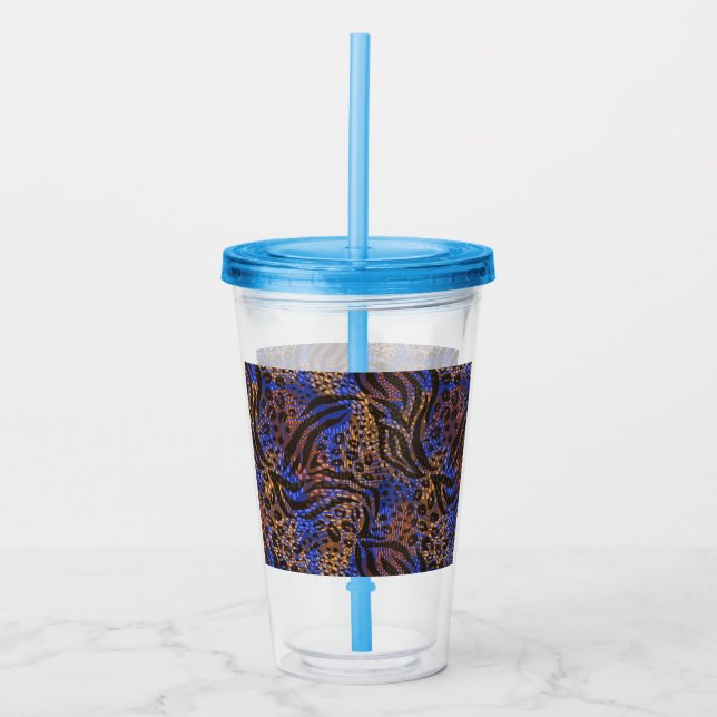 Luxurious Leopard and Zebra Print Pattern Acrylic Tumbler (Front)