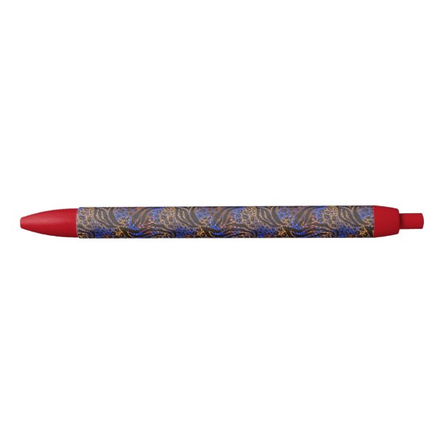 Luxurious Leopard and Zebra Print Pattern Black Ink Pen (Front)