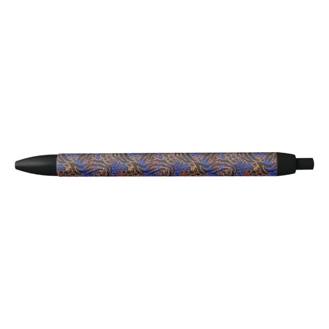 Luxurious Leopard and Zebra Print Pattern Black Ink Pen (Front)