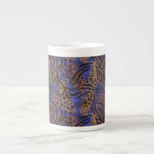 Luxurious Leopard and Zebra Print Pattern Bone China Mug