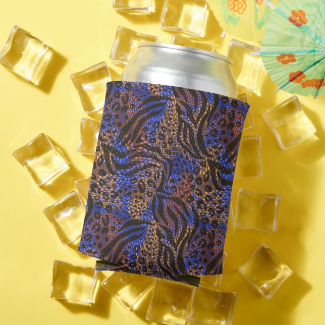 Luxurious Leopard and Zebra Print Pattern Can Cooler (In Situ Summer)
