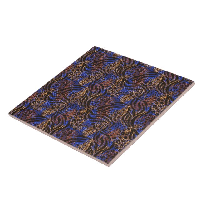 Luxurious Leopard and Zebra Print Pattern Ceramic Tile (Side)