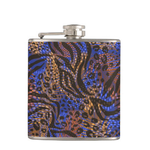 Luxurious Leopard and Zebra Print Pattern Hip Flask