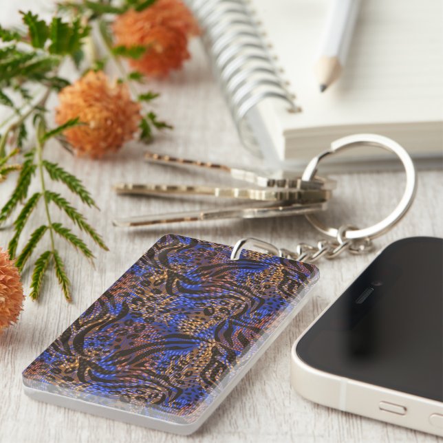 Luxurious Leopard and Zebra Print Pattern Key Ring (Front Right)