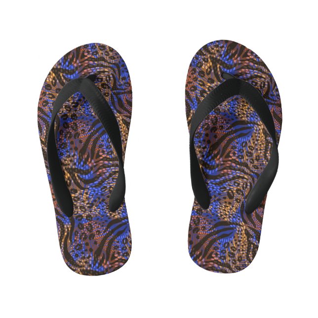 Luxurious Leopard and Zebra Print Pattern Kid's Thongs (Footbed)