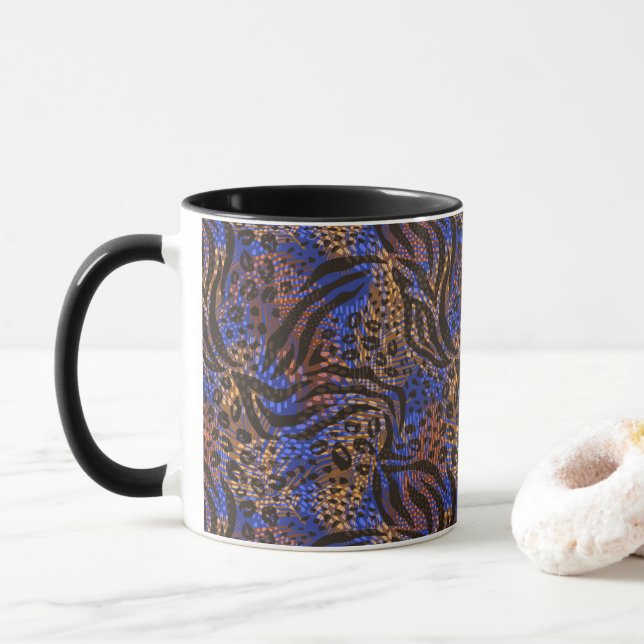 Luxurious Leopard and Zebra Print Pattern Mug (With Donut)