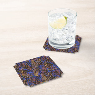 Luxurious Leopard and Zebra Print Pattern Paper Coaster