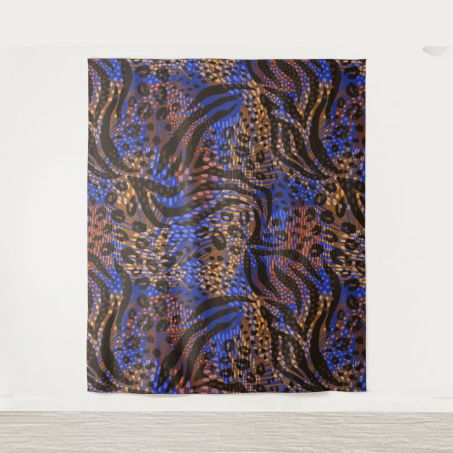 Luxurious Leopard and Zebra Print Pattern Tapestry (Front)