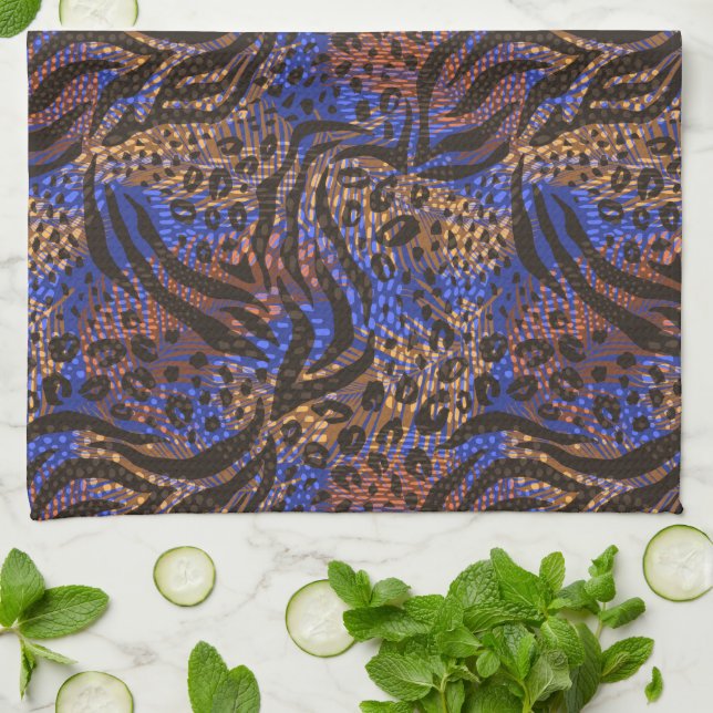 Luxurious Leopard and Zebra Print Pattern Tea Towel (Folded)