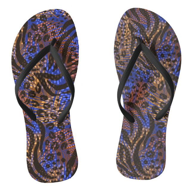 Luxurious Leopard and Zebra Print Pattern Thongs (Footbed)