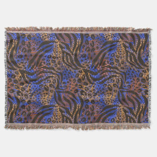 Luxurious Leopard and Zebra Print Pattern Throw Blanket
