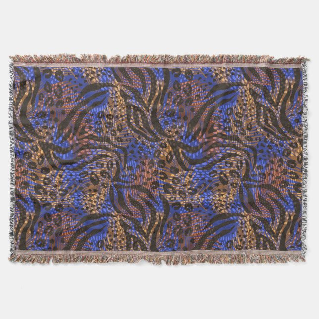 Luxurious Leopard and Zebra Print Pattern Throw Blanket (Front)