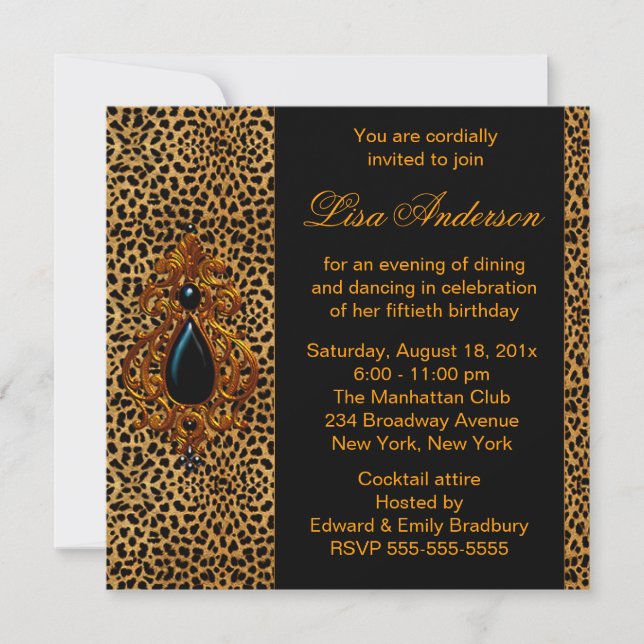 Luxurious Leopard Birthday Party Invitation (Front)