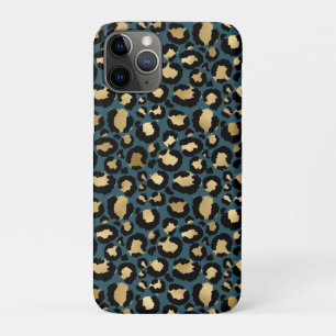 Luxurious Leopard Spots Dark Blue Wild Glam iPhone 11 Pro Case