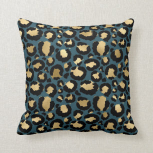 Luxurious Leopard Spots Dark Blue Wild Glam Cushion