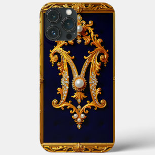 Luxurious Letter M in Ornate Golden Frame iPhone 13 Pro Max Case