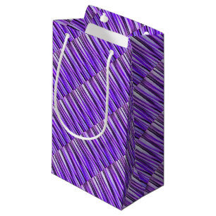 Luxurious Lilac, Purple and Silver Stripy Pattern Small Gift Bag
