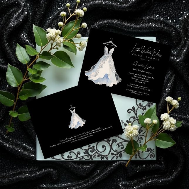 Luxurious Little White Dress Glitter Bridal Shower Invitation (Luxurious Little White Dress Glitter Effect Bridal Shower Invitation Card Design.)