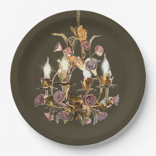 Luxurious Luminaries Floral Chandelier-Moss Green Paper Plate