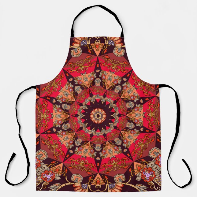 Luxurious mandala seamless, starry floral. apron (Front)