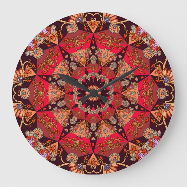 Luxurious mandala seamless, starry floral. large clock (Front)