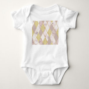 Luxurious Marble Golden Geometric Baby Bodysuit