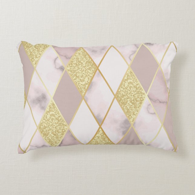 Luxurious Marble Golden Geometric Decorative Cushion (Front)