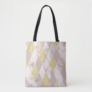 Luxurious Marble Golden Geometric Tote Bag