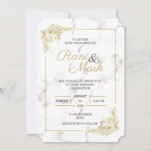 Luxurious Marble Wedding Invitation (Front)
