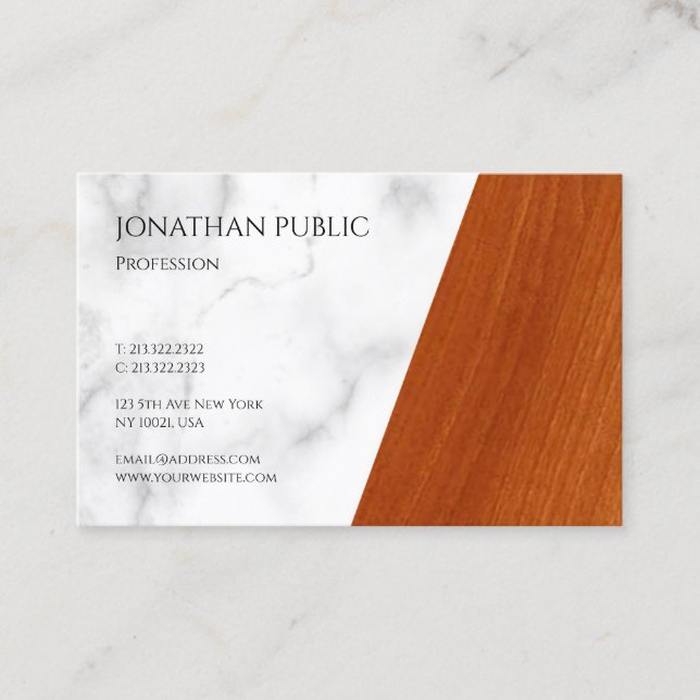 Luxurious Marble Wood Minimalist Modern Elegant Business Card (Front)