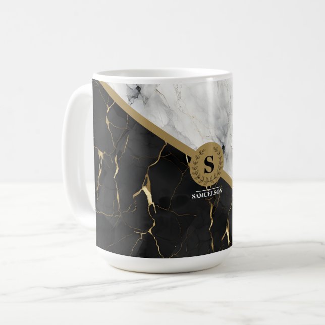 Luxurious Marbleised Personalised  Coffee Mug (Front Left)