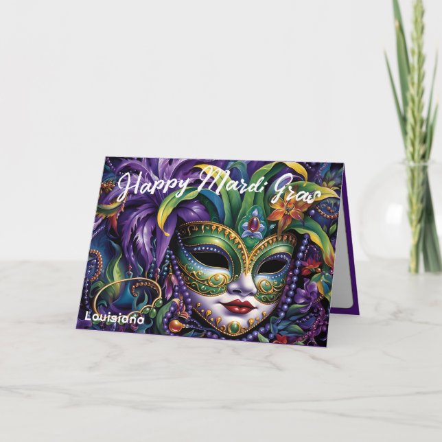 💚💜💛Luxurious  Mardi Gras Card (Front)