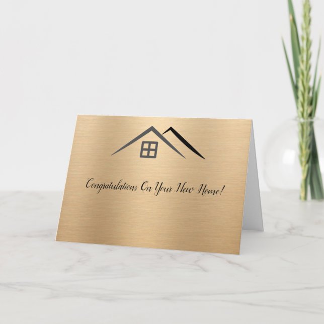 Luxurious Metallic Gold Real Estate Thank You Card (Front)